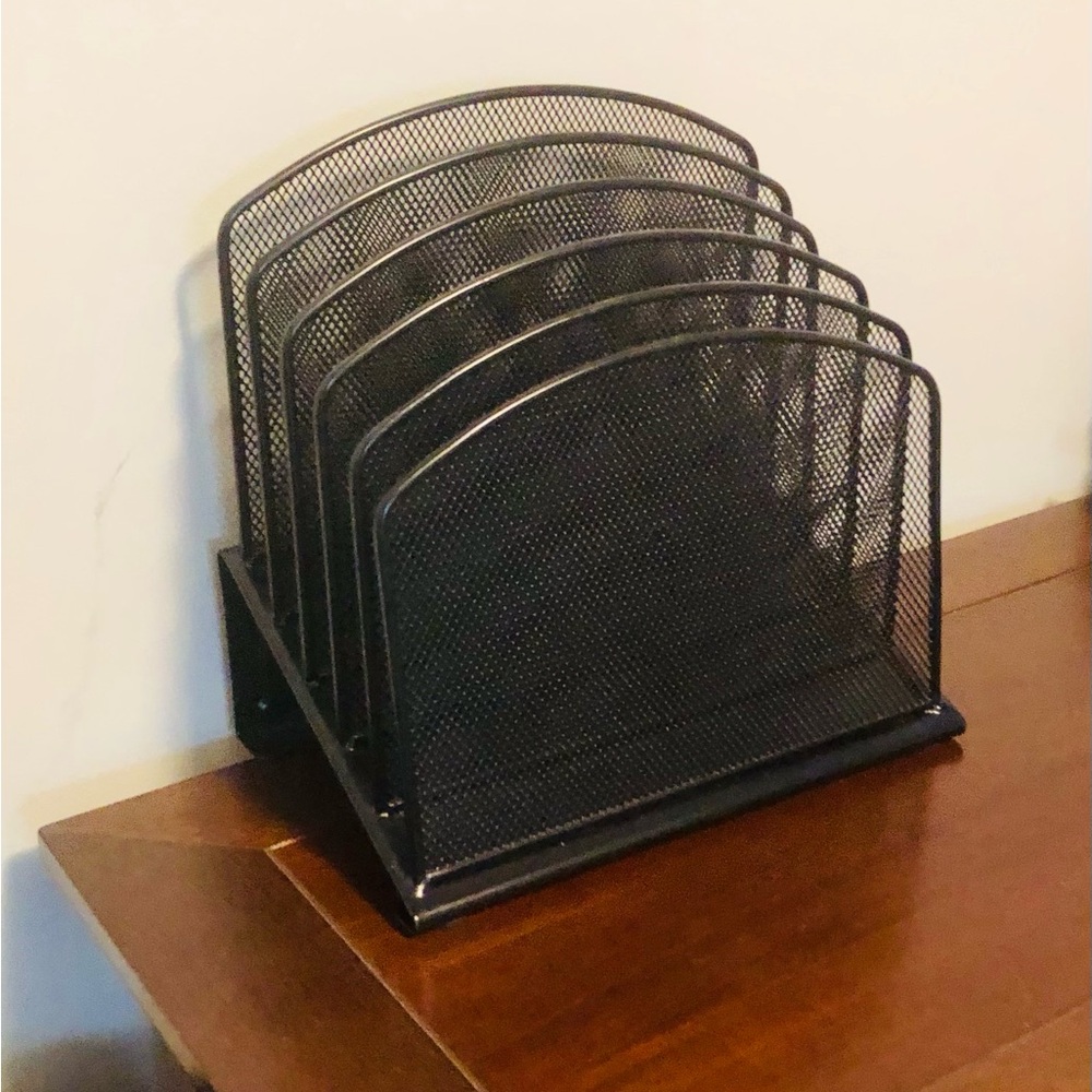 Heavy Duty Metal Desktop Five Row File Organizer Black - Picture 3 of 4